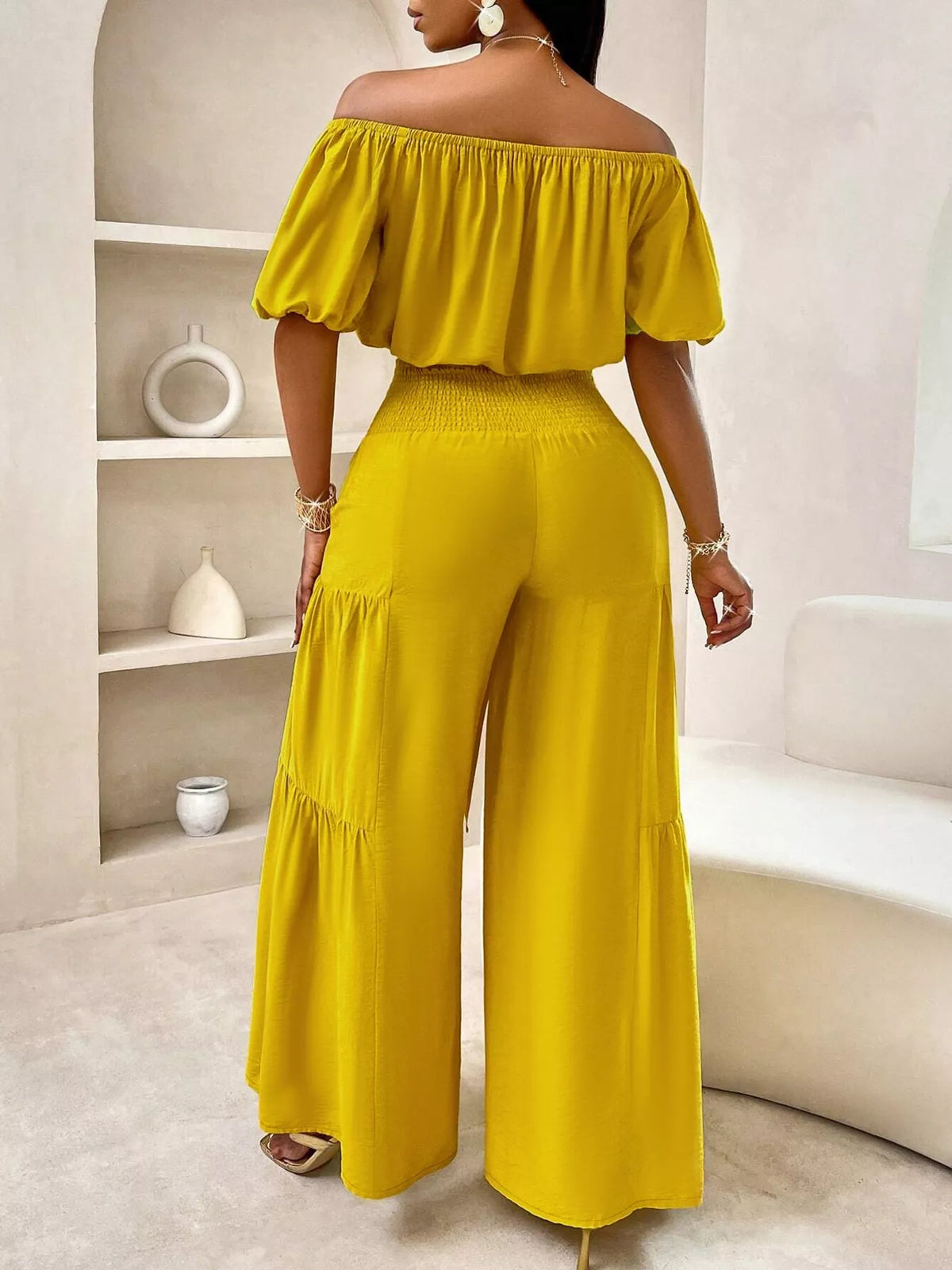 Off shoulder two piece set bow detail