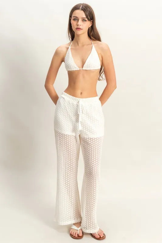 HYFVE Crochet Bra and Drawstring Pants Set CREAM - Fashorio