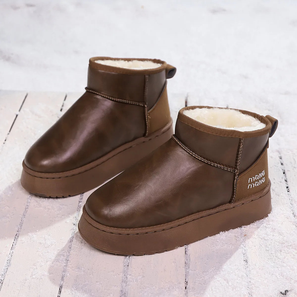Faux fur platform ankle boots lifestyle shot