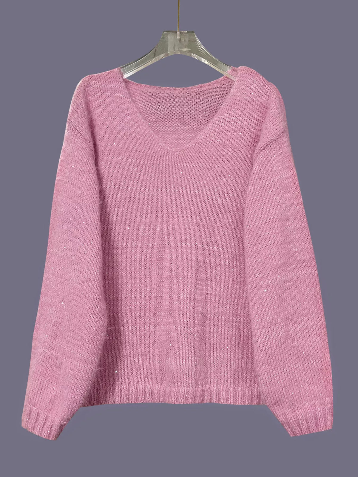 Fuzzy knit top sleeve and side view