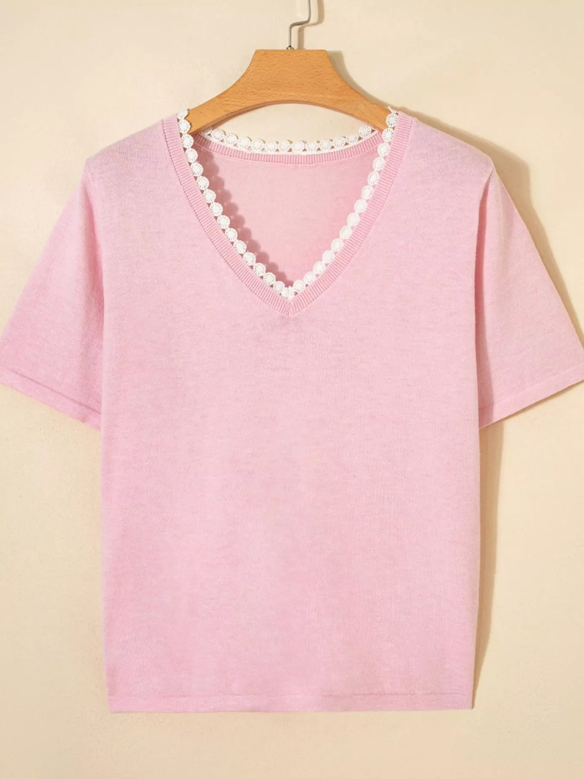 Lace V neck sweater side view