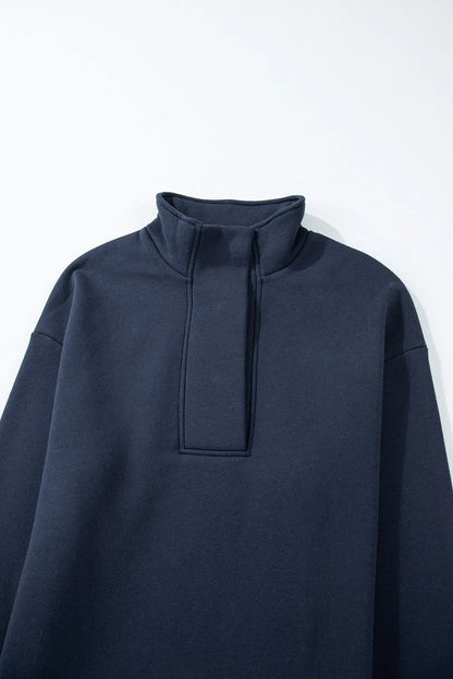 Half Snap Long Sleeve Top and Pants Active Set - Fashorio