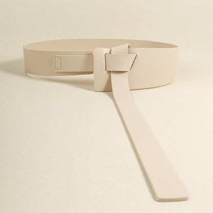 Knot Detail PU Belt Ivory One Size - Fashorio