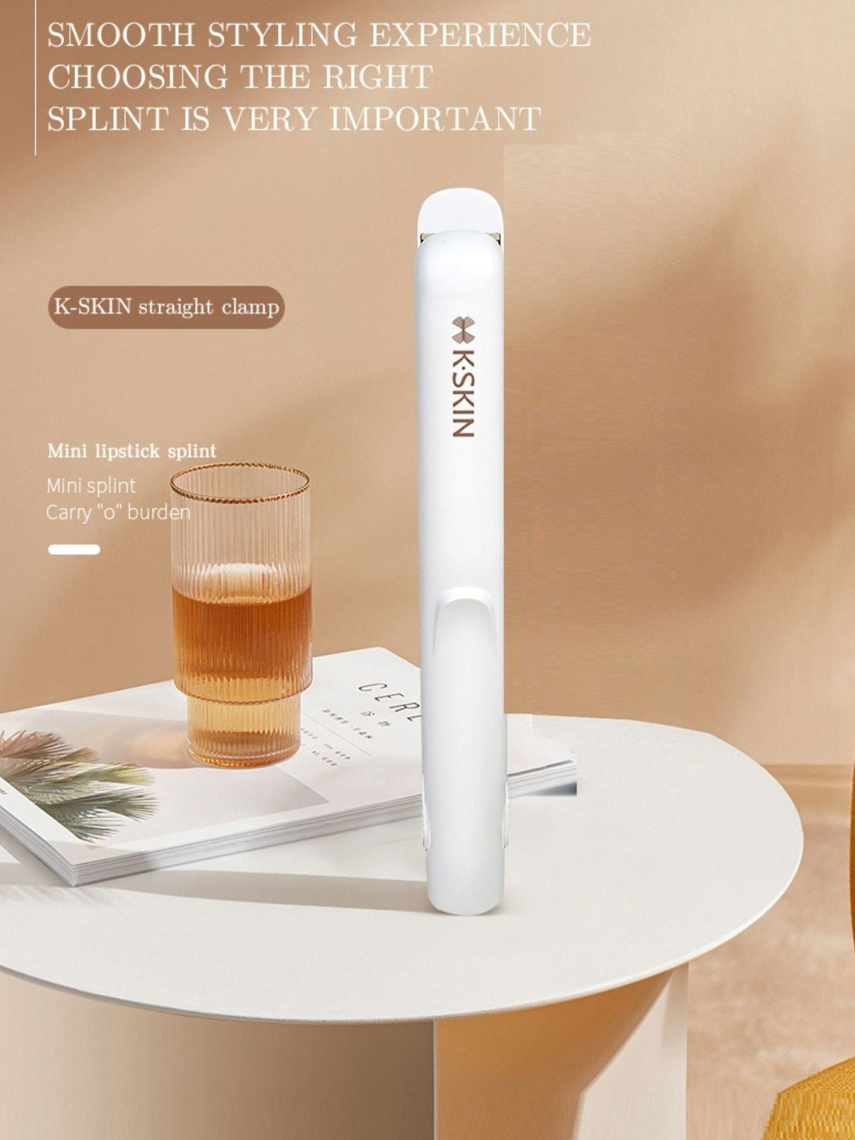 Portable mini white hair straightener full view