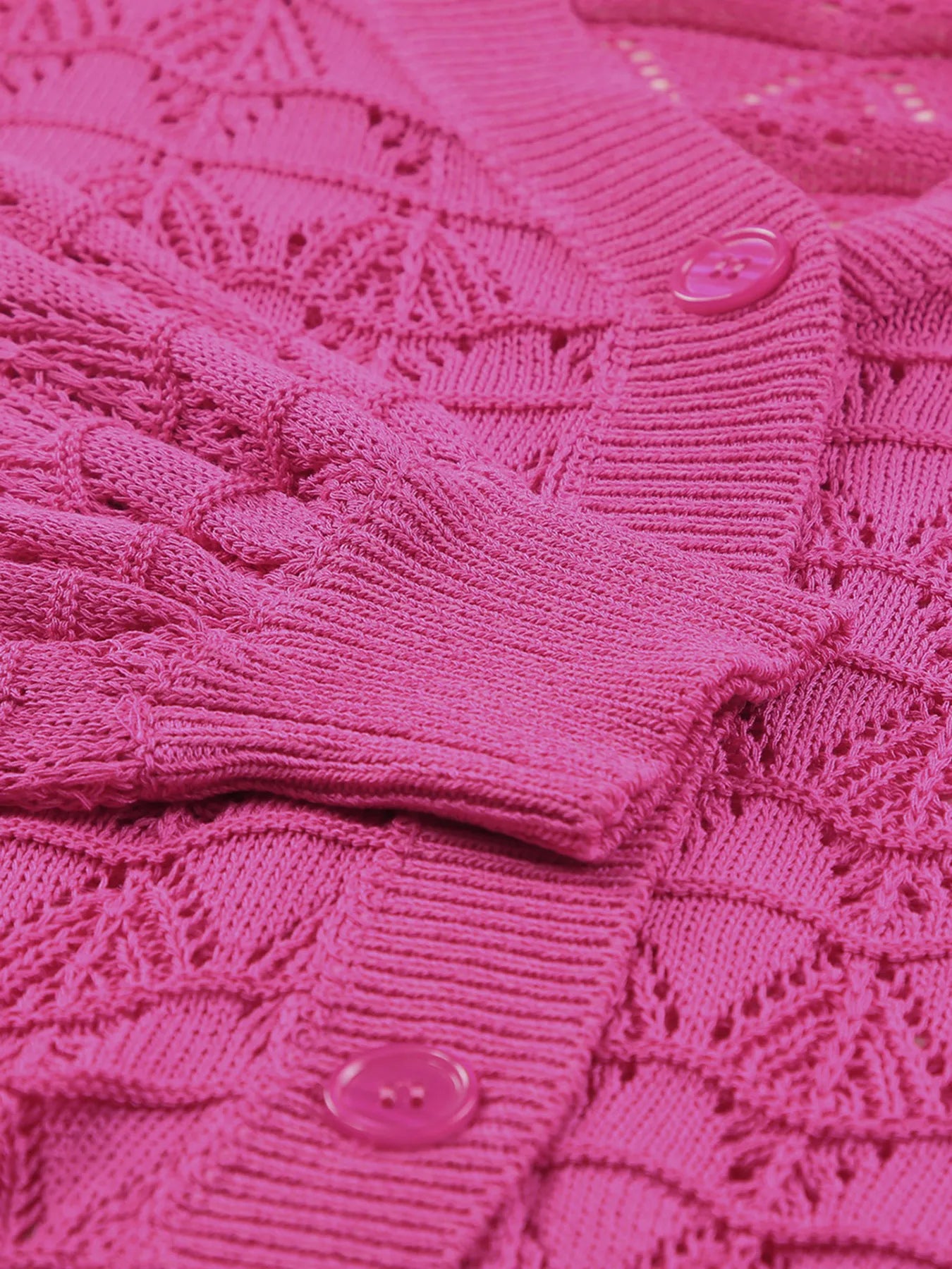 Buttoned Front Openwork Cardigan - Fashorio