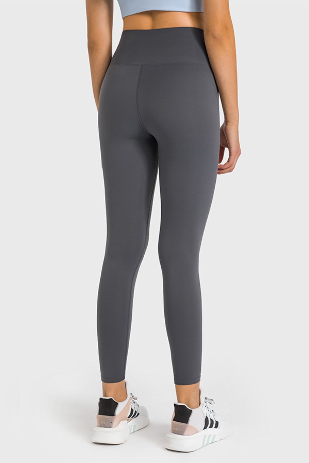 high waist ankle length yoga leggings front view
