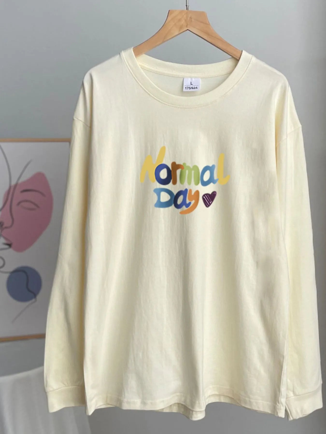 Normal Day Long Sleeve T-Shirt Light Yellow - Fashorio