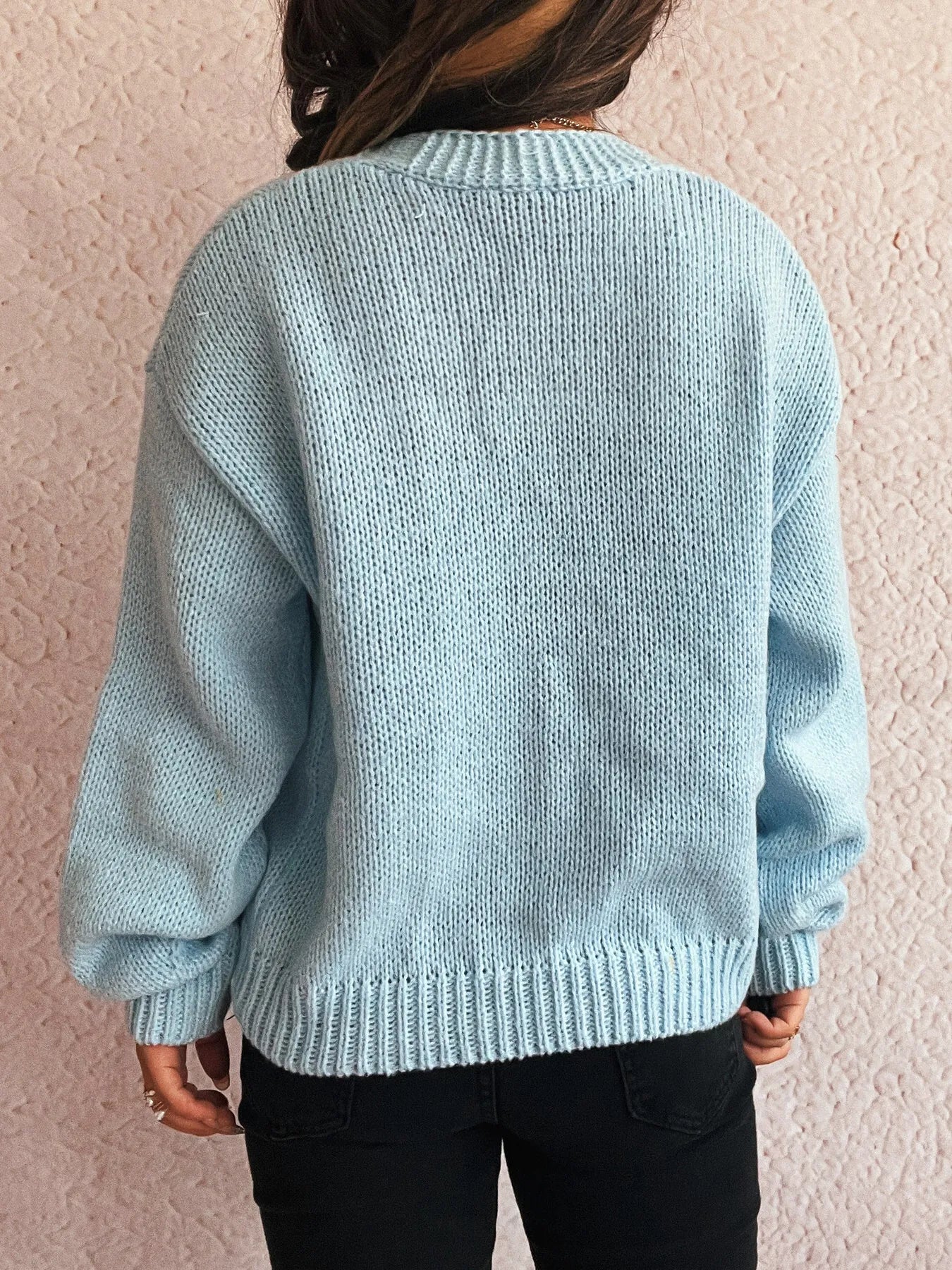 Flower Open Front Long Sleeve Cardigan - Fashorio