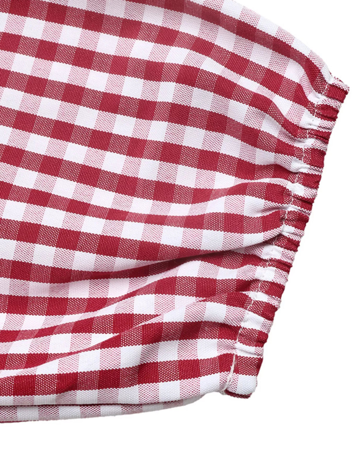 Sleeve and cuff detail on the red plaid dress