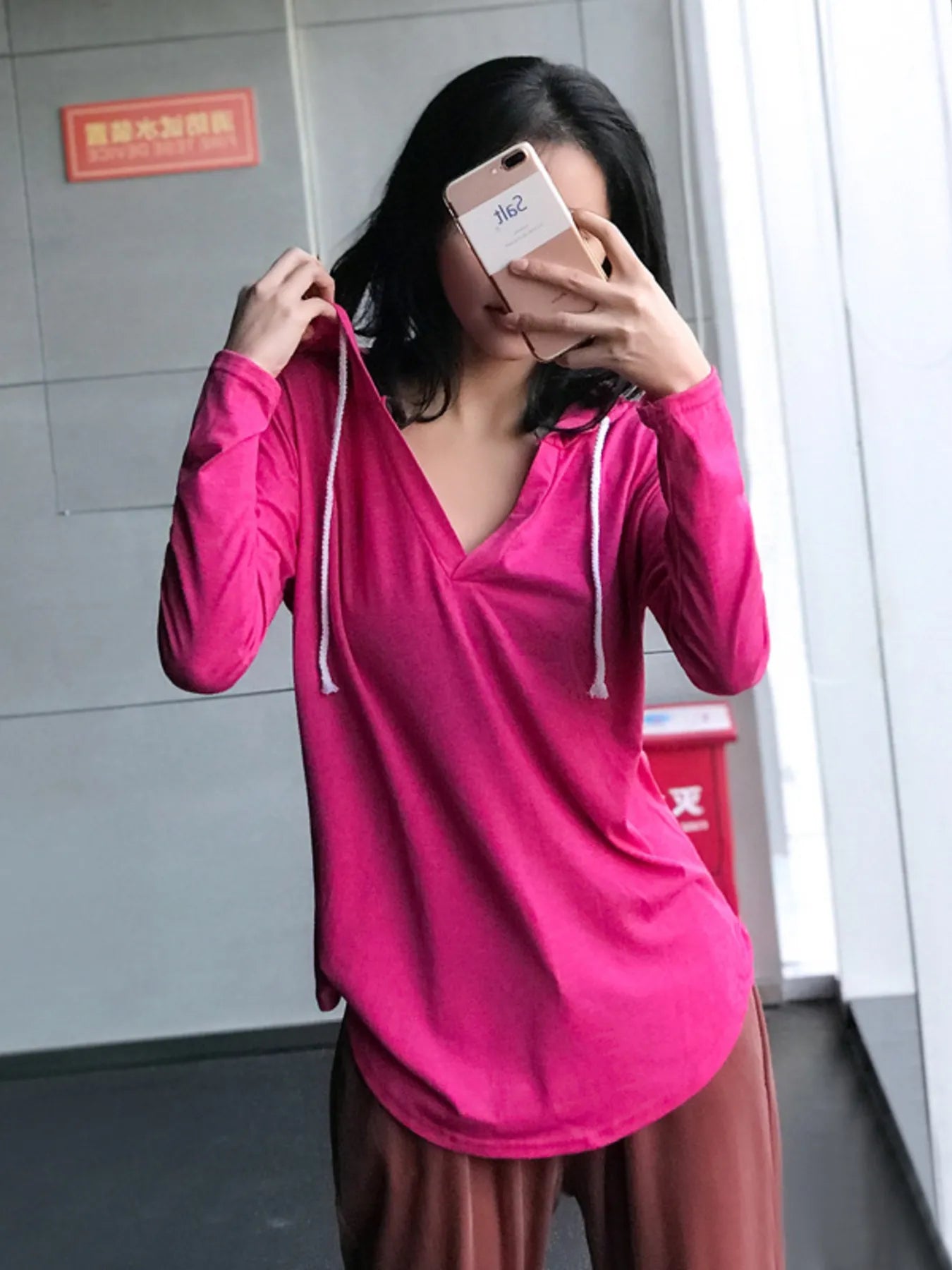 Full Size Drawstring Long Sleeve Hoodie Plus Size - Fashorio