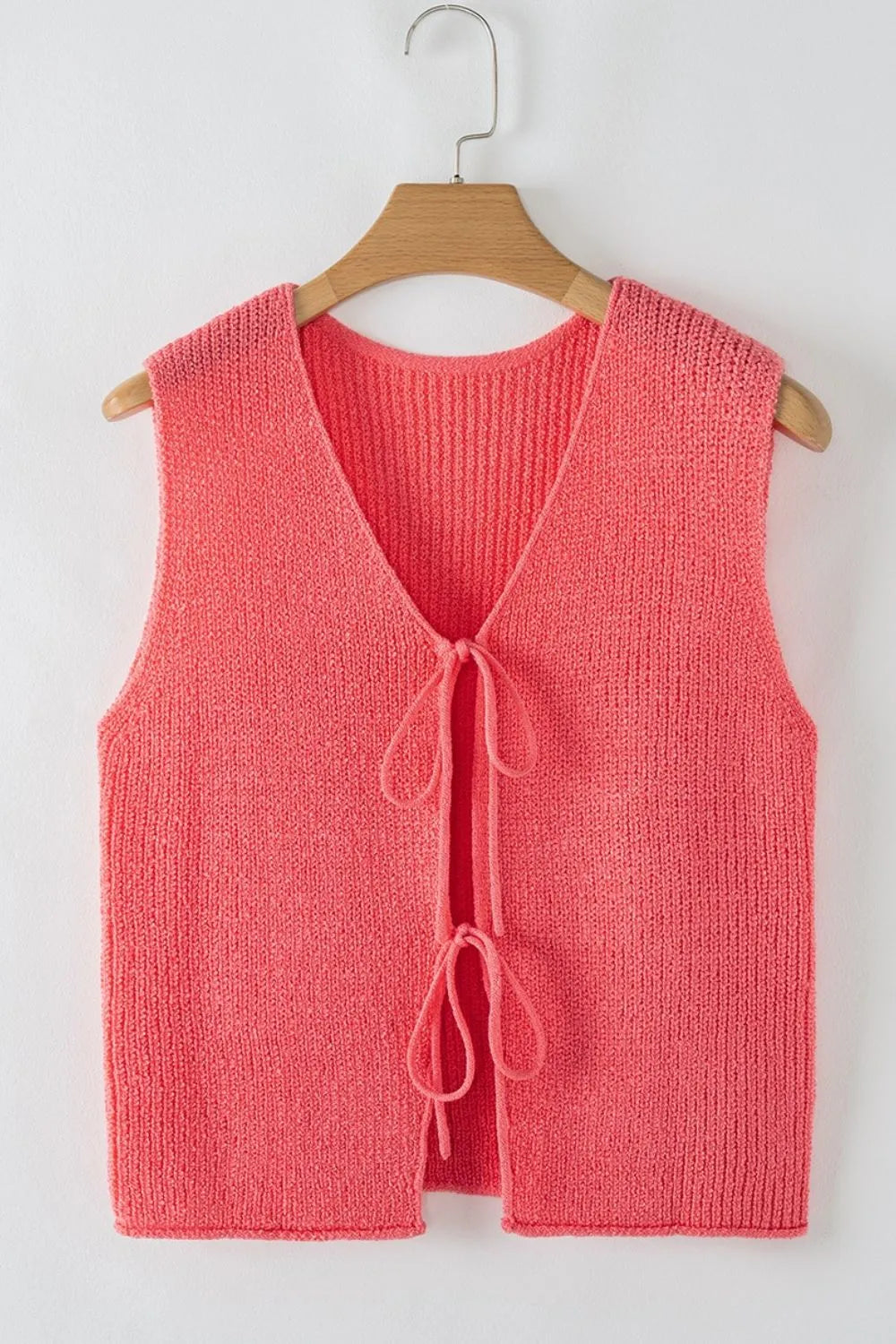 Double Tie V Neck Sweater Vest - Fashorio