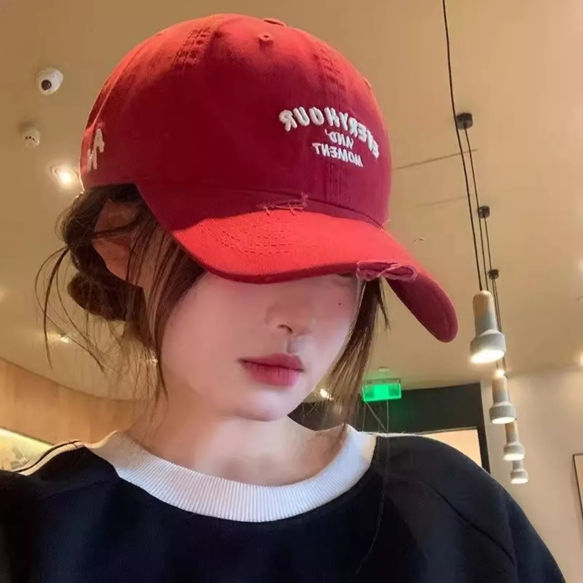 Close up of the embroidery on the cap front