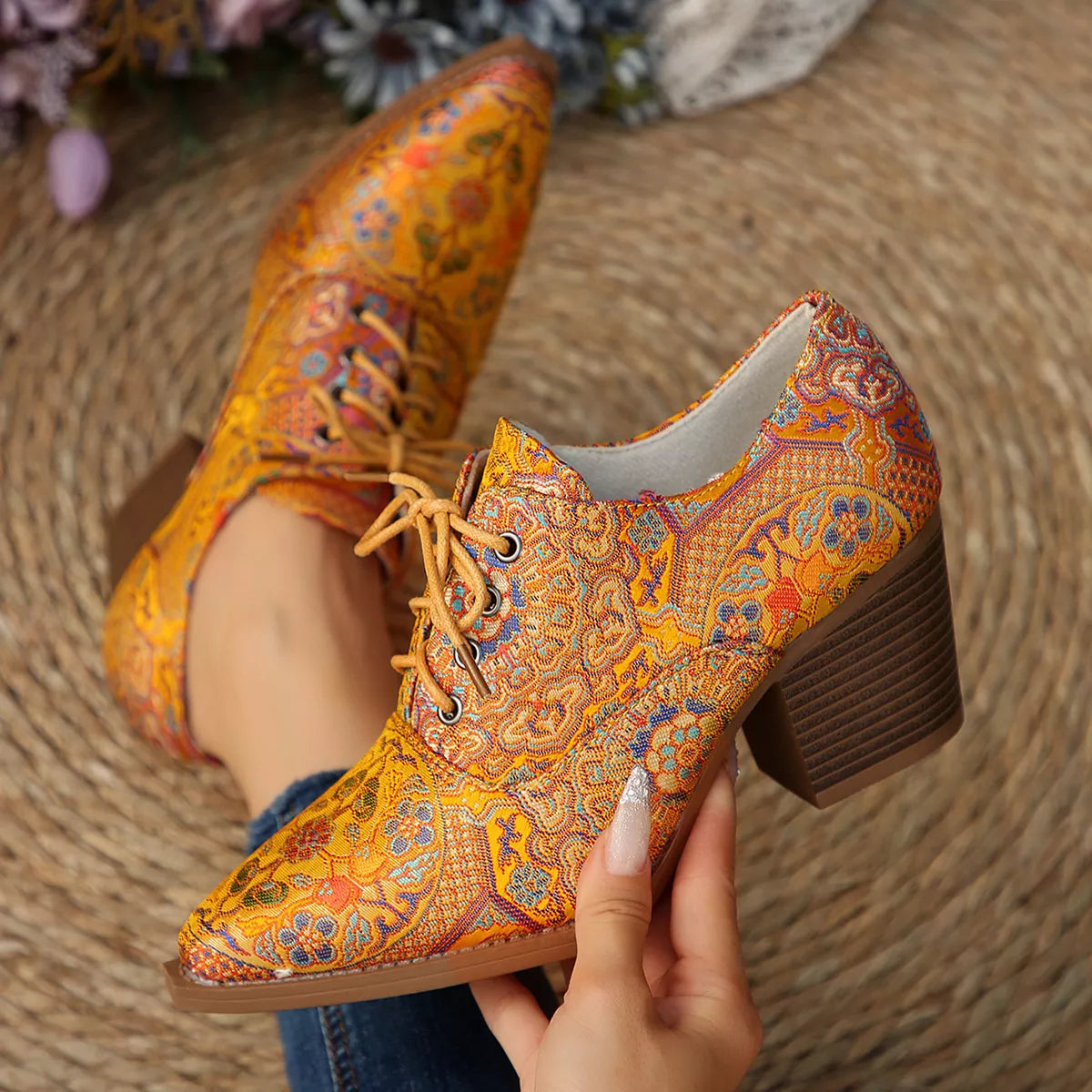 Point toe ankle boots top down view