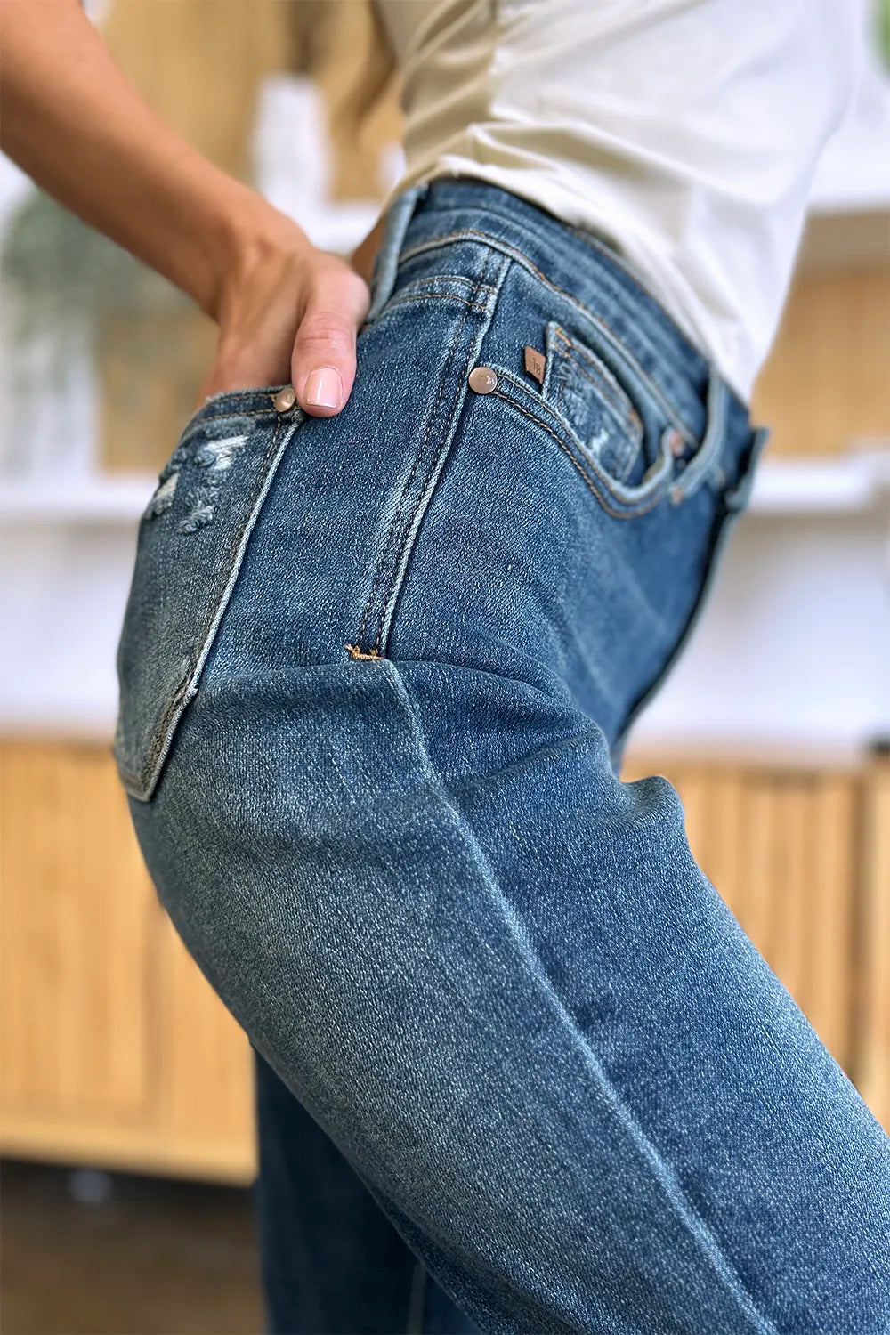 Judy Blue Full Size Tummy Control High Waist Slim Jeans - Fashorio
