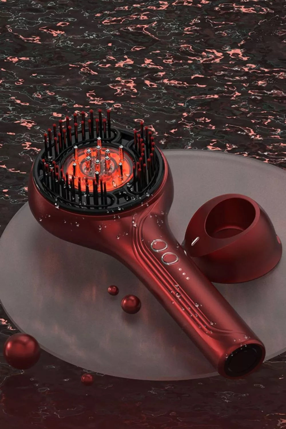 Handle and control button of heated comb