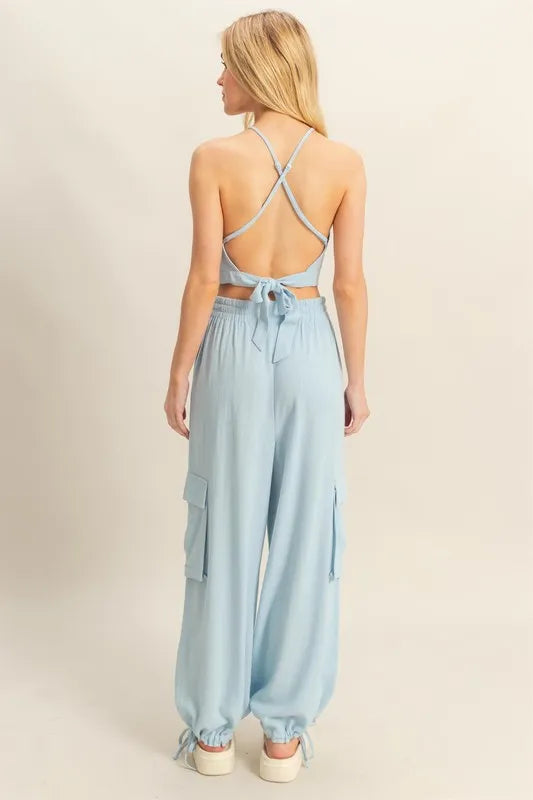 HYFVE Crop Top and Cargo Pants Set - Fashorio