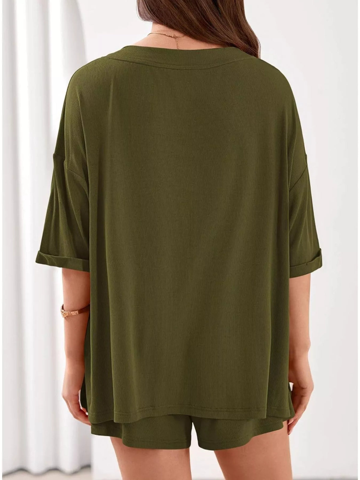 V Neck Top and Shorts Two Piece Set, view 16