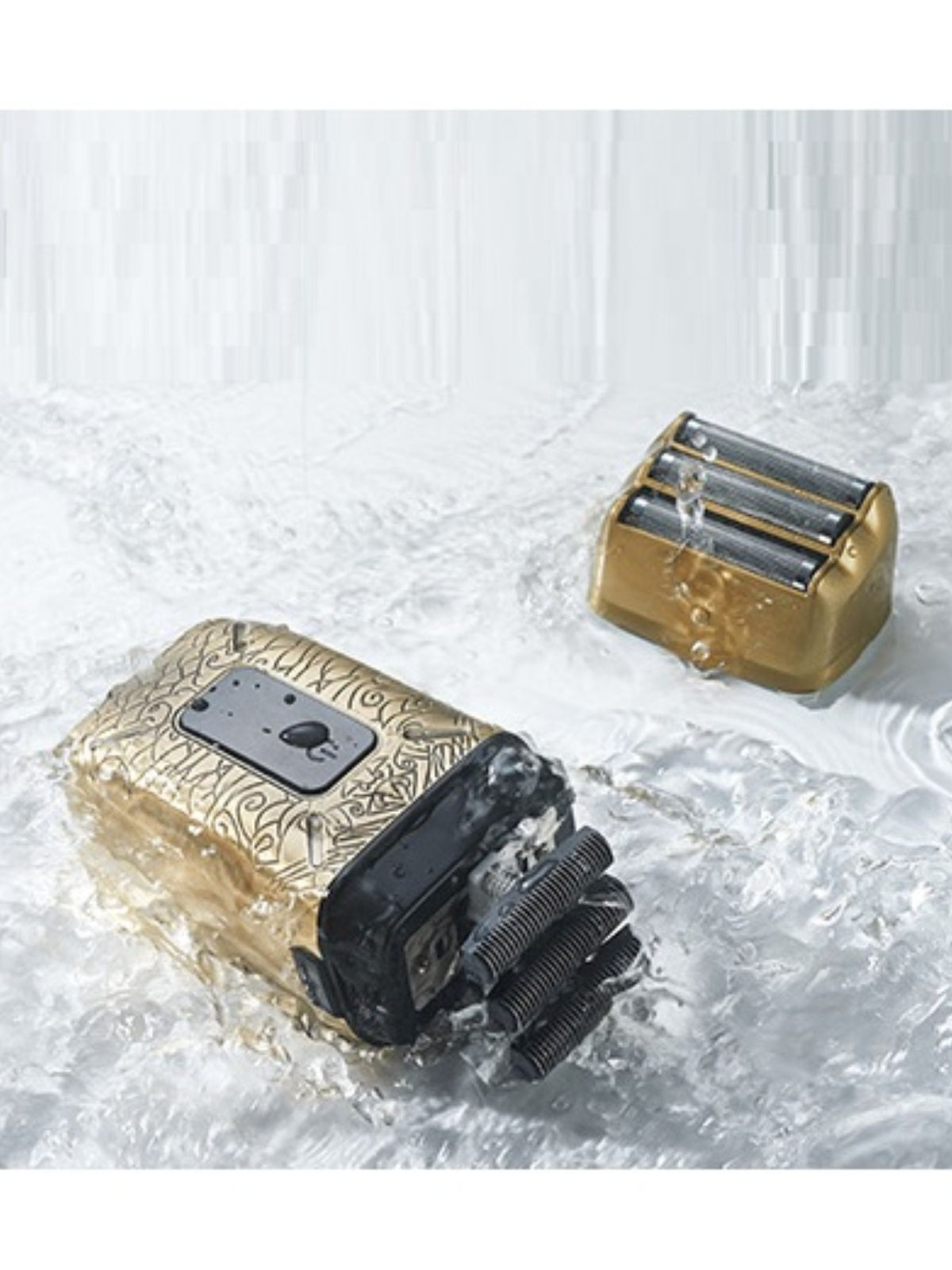 Electric shaver brass finish detail