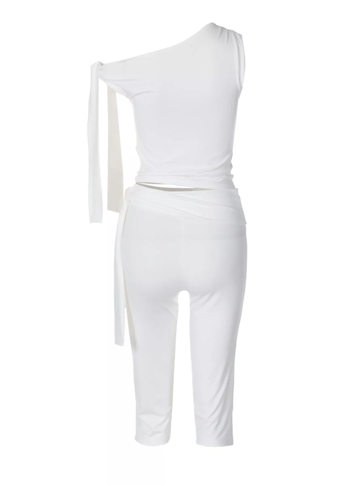 Tied One Shoulder Top and Capri Two Piece Set, view 5