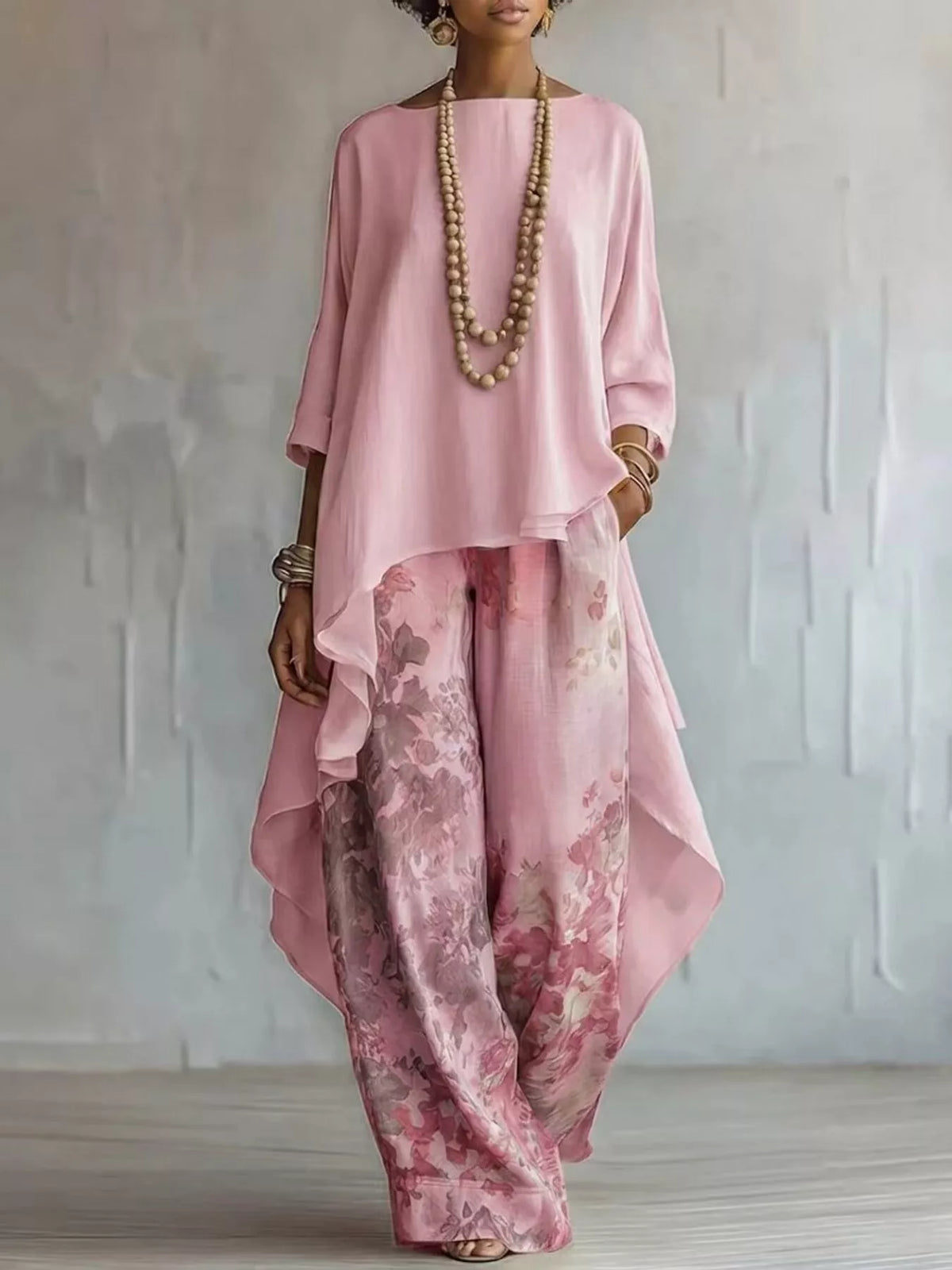 Floral pants coordinated set pocket detail