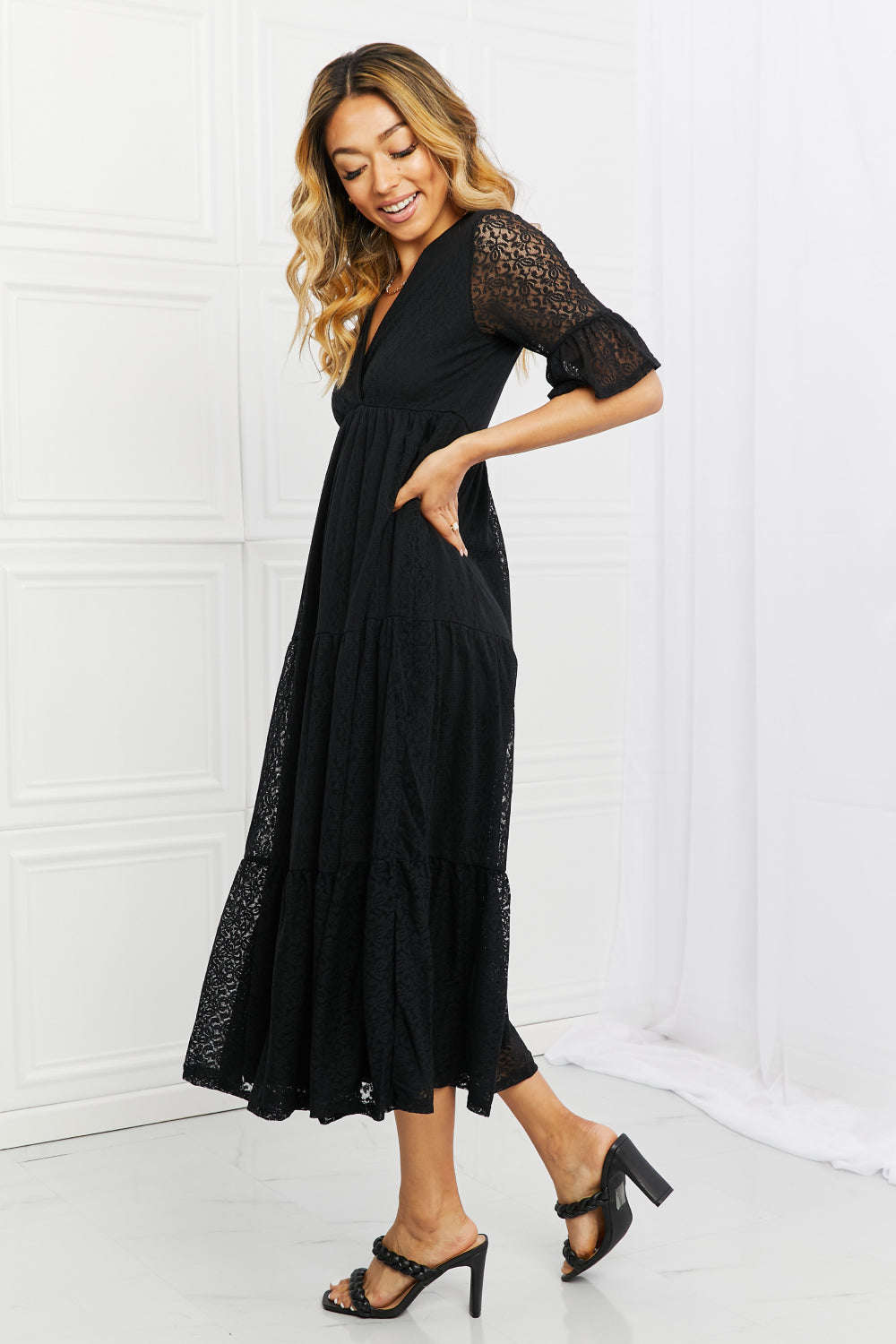 P & Rose Lovely Lace Tiered Dress detail
