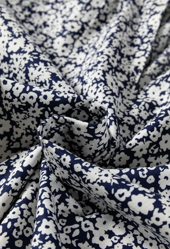 Floral print notched blouse full length view