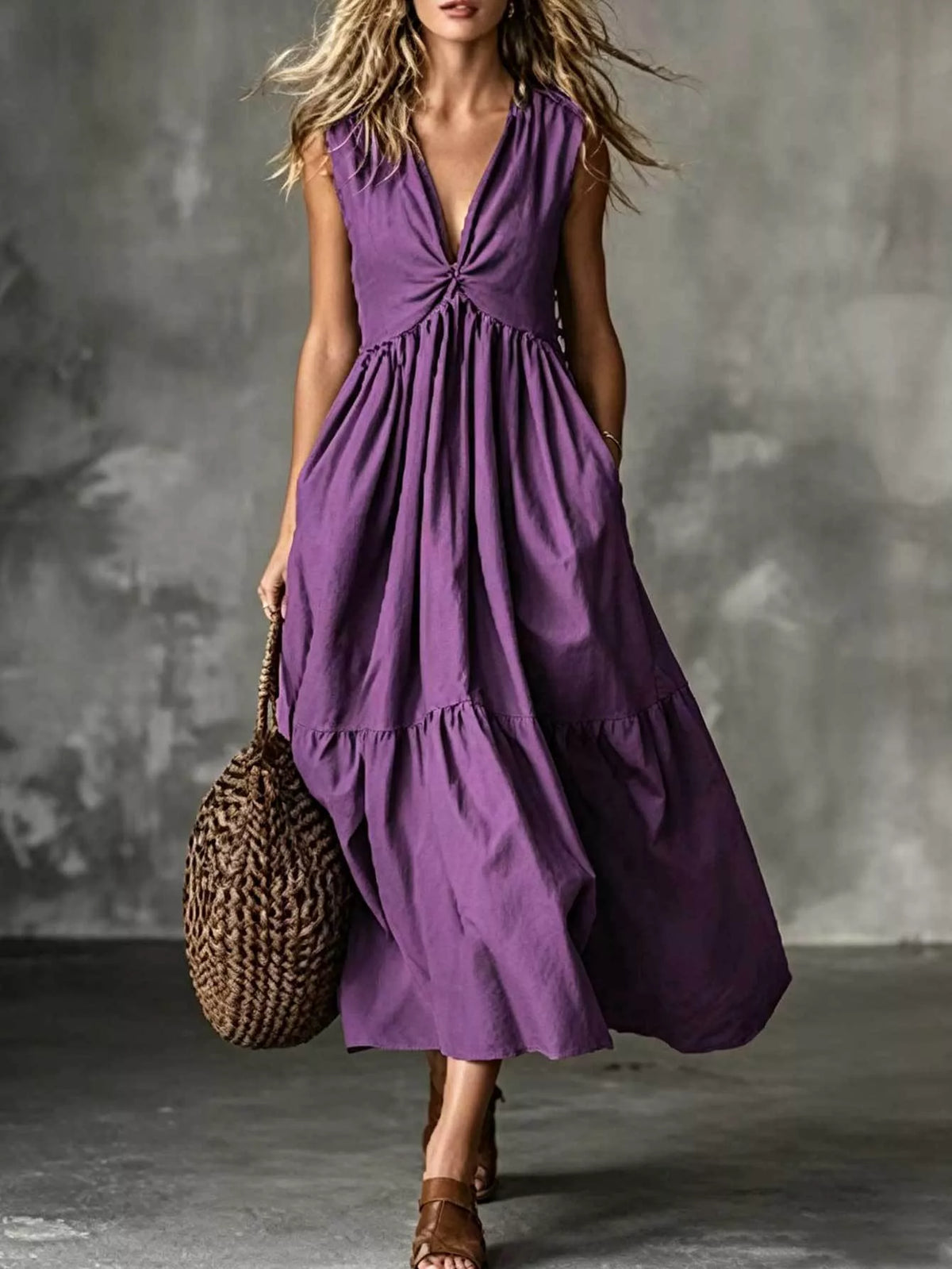 Long tiered dress styled full length