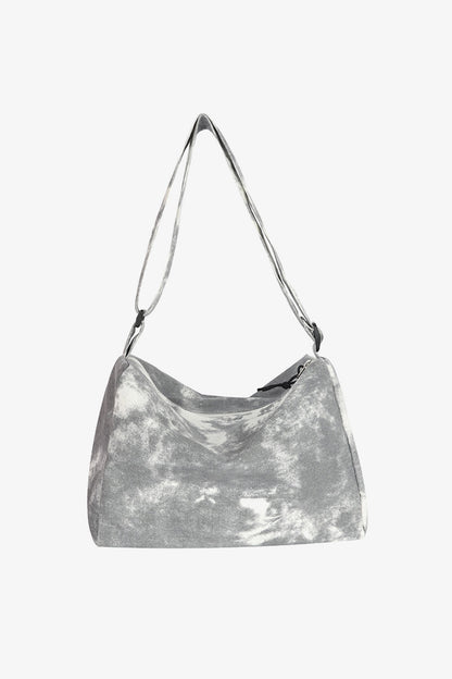 Tie-Dye Canvas Crossbody Bag Light Gray One Size - Fashorio
