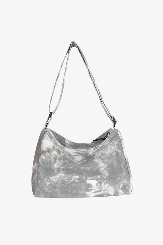 Tie-Dye Canvas Crossbody Bag Light Gray One Size - Fashorio