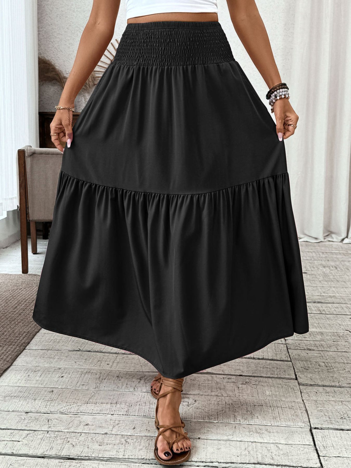 Full outfit view featuring the tiered skirt