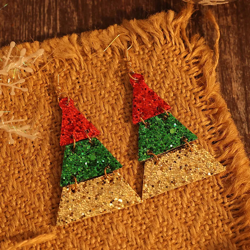 Faux Leather Sequin Earrings back view