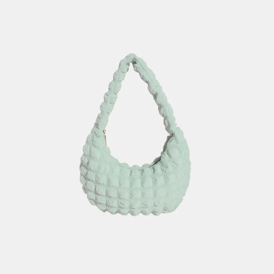 Small Texture Handbag Light Green One Size - Fashorio