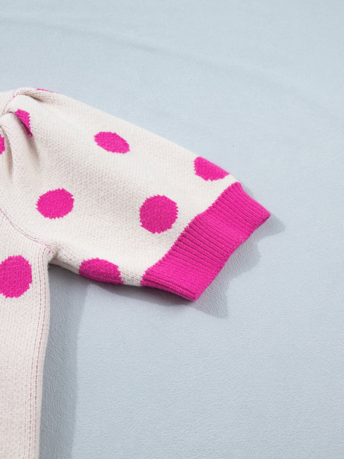 Polka Dot Puff Short Sleeve Sweater Top, view 7