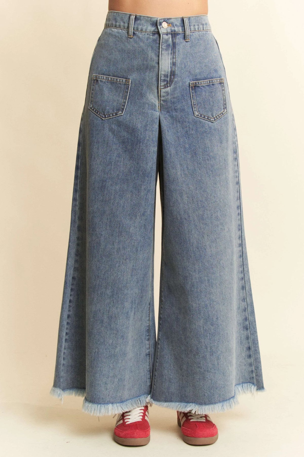 Wide leg culotte jeans side view