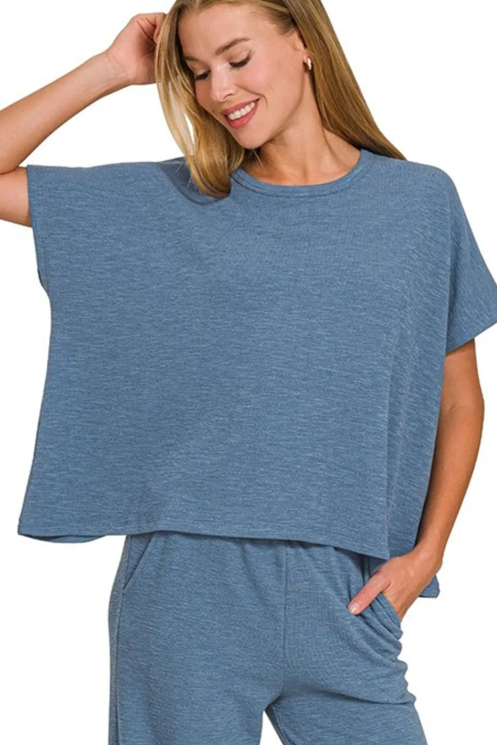 Zenana Cotton Slub Top & Pants Set - Fashorio