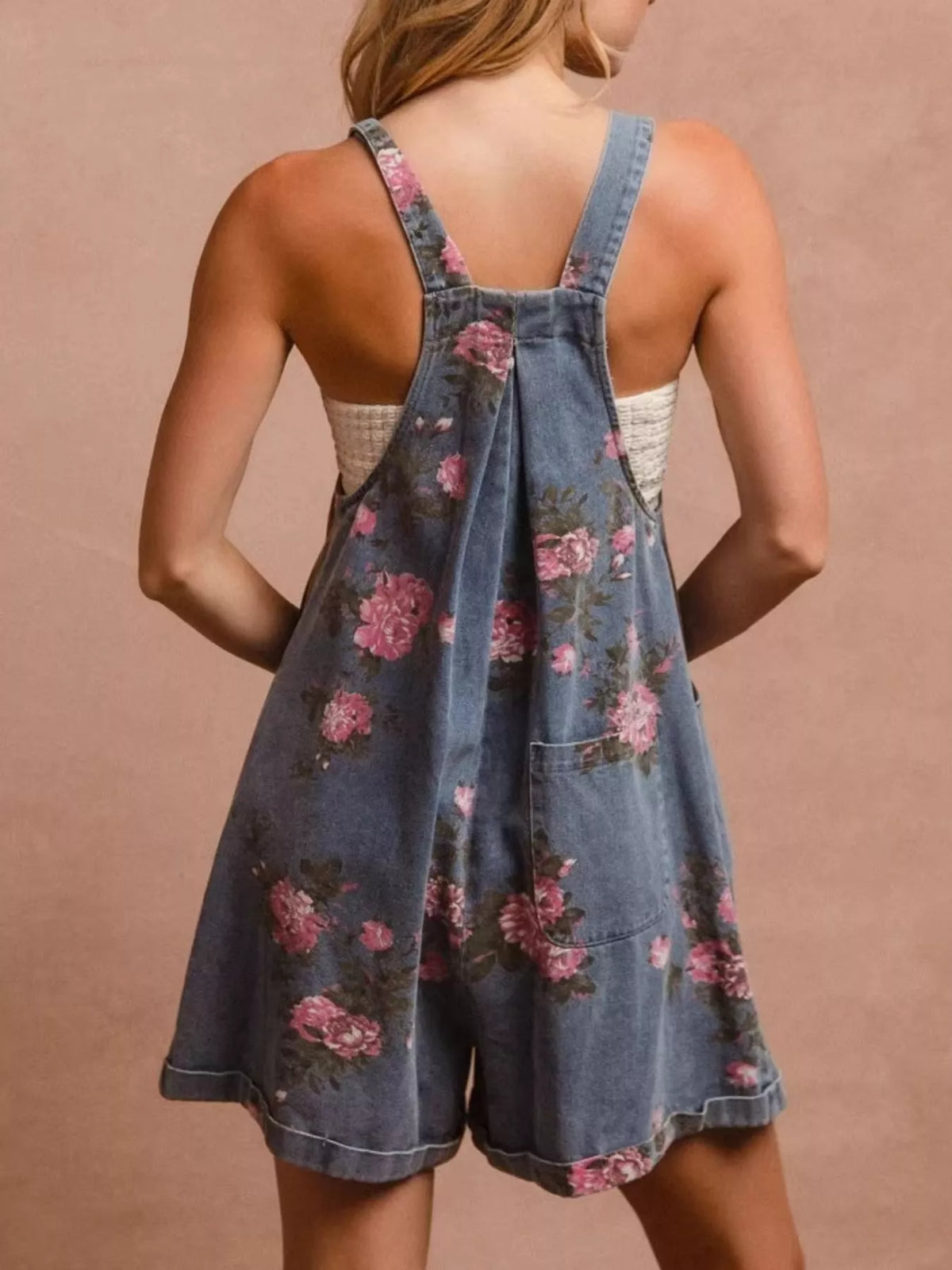 Floral print overalls side profile
