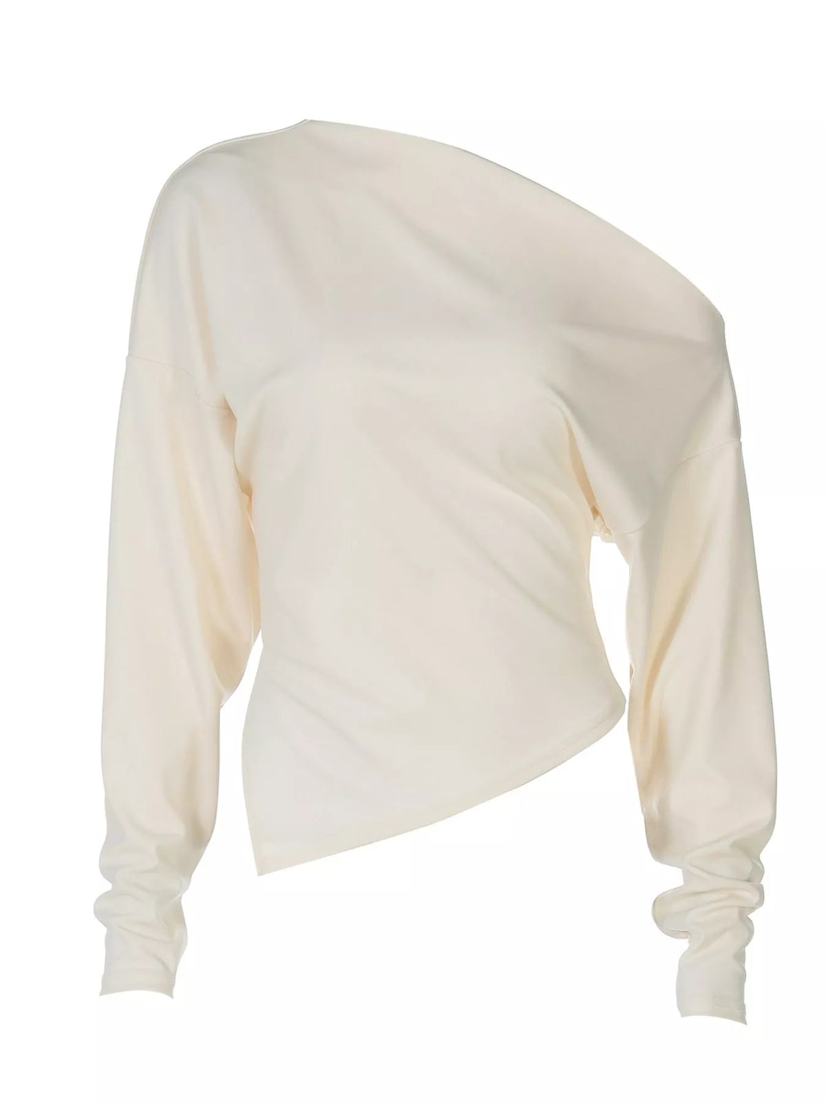Asymmetrical top shown in a black colourway