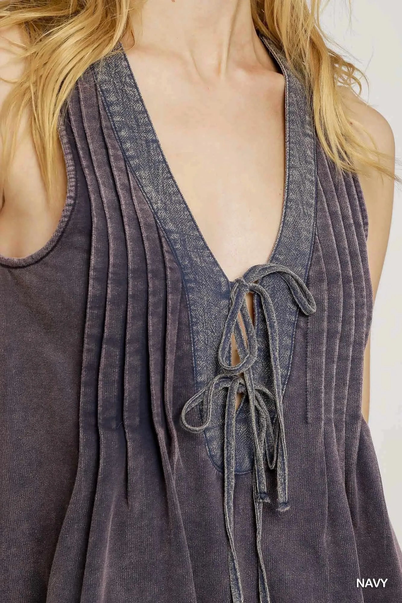 Umgee Tie Front Sleeveless Romper - Fashorio