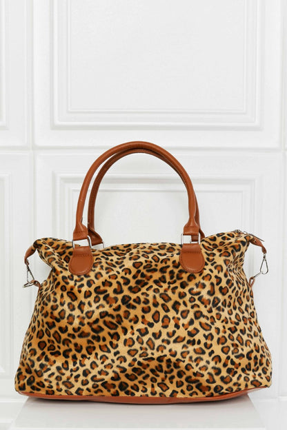 Animal Print Brushed Weekender Bag Leopard One Size - Fashorio