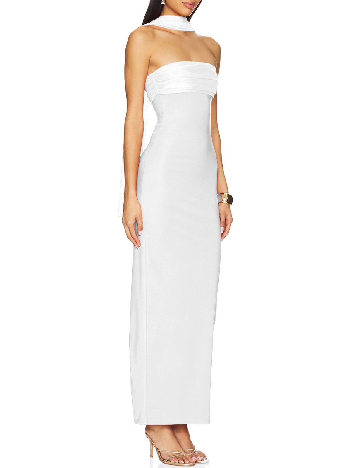 Ruched maxi dress color range display