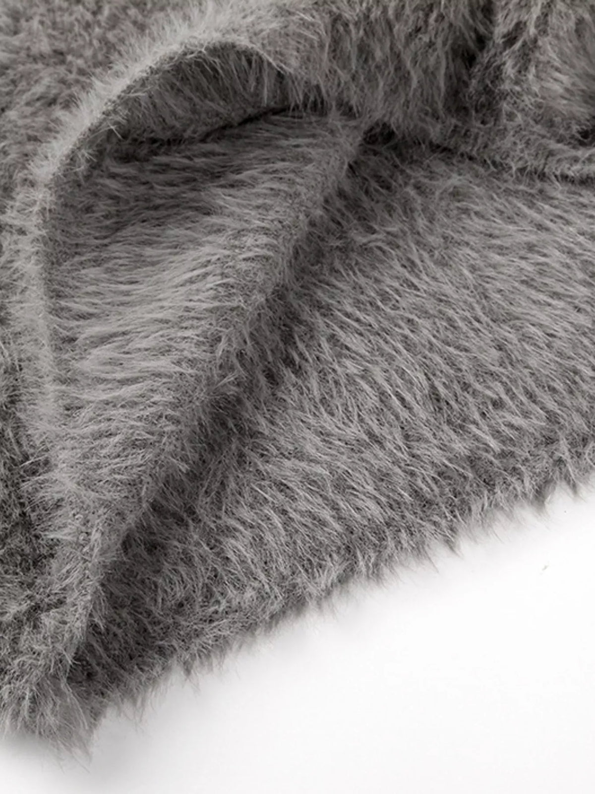 Light gray round neck sweater cozy styling