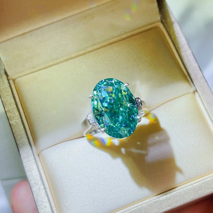 5 Carat Moissanite 925 Sterling Silver Ring Turquoise - Fashorio