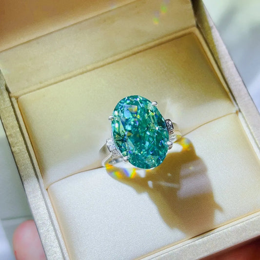 5 Carat Moissanite 925 Sterling Silver Ring Turquoise - Fashorio