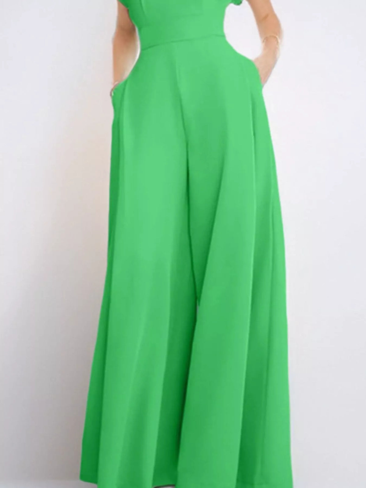 Notched Wide Leg Jumpsuit Plus Size, view 6