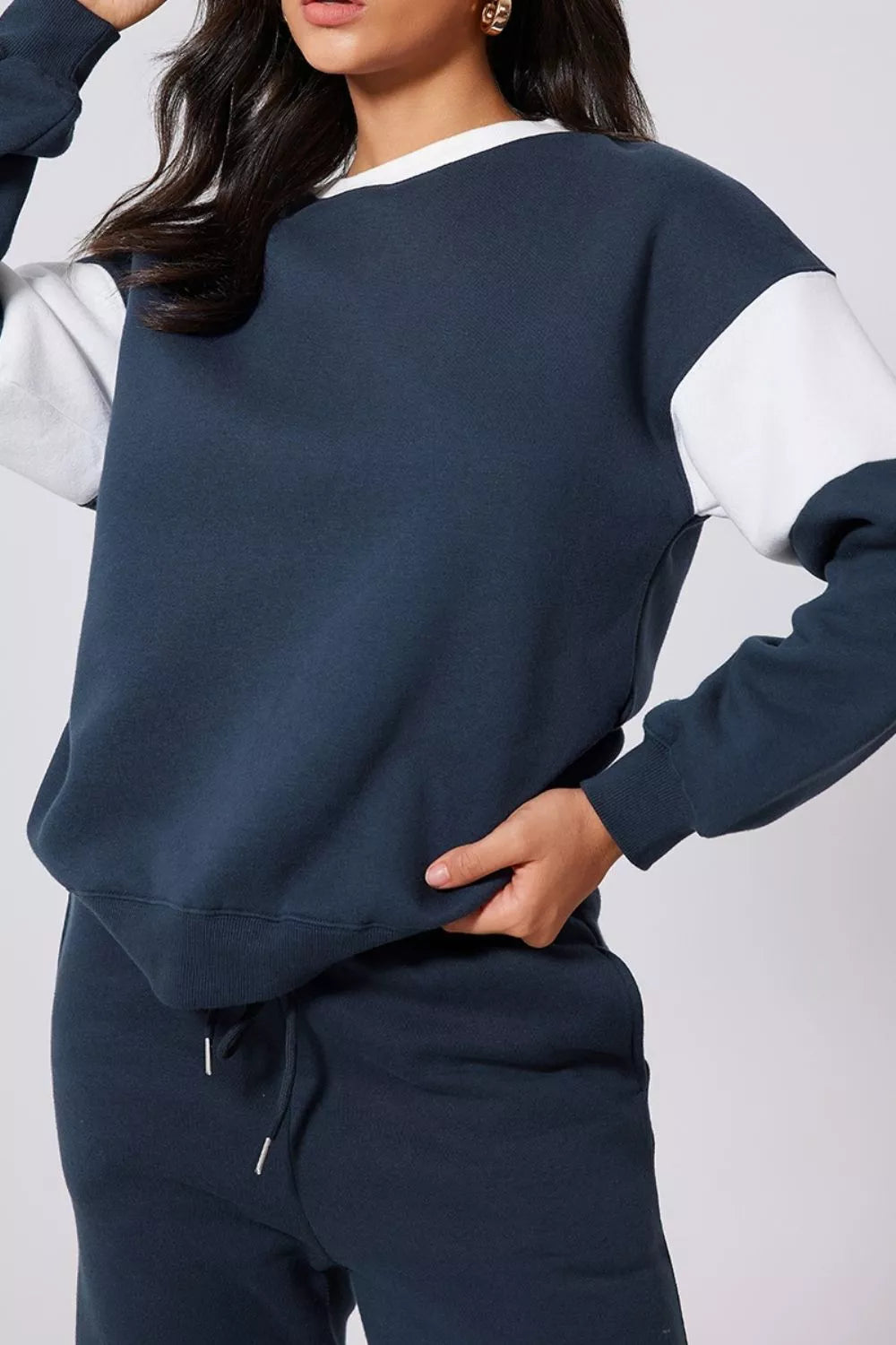 Drop Shoulder Loose Sweatshirt and Joggers Active Set view 11