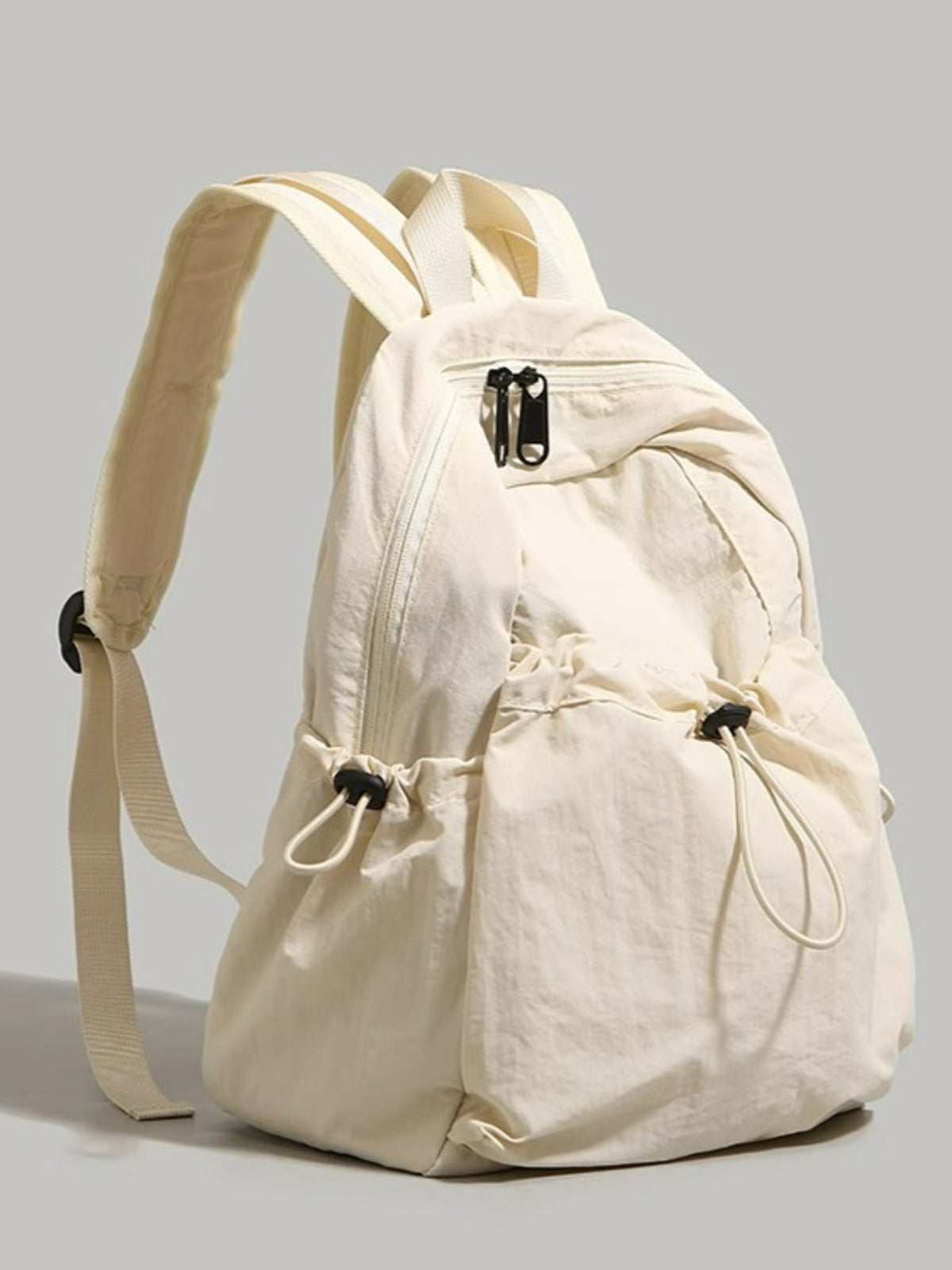 Nylon drawstring backpack side view