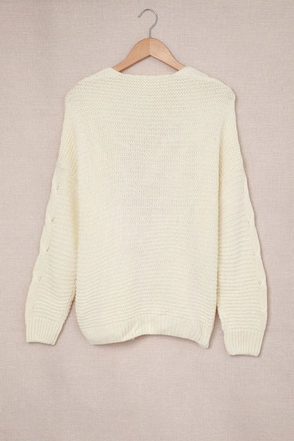 Cable-Knit Open Front Cardigan - Fashorio