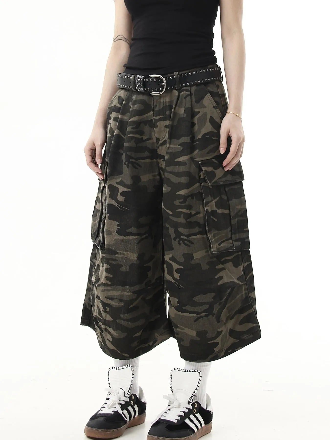 Men's Full Size Camouflage Cargo Denim Shorts Plus Size - Fashorio