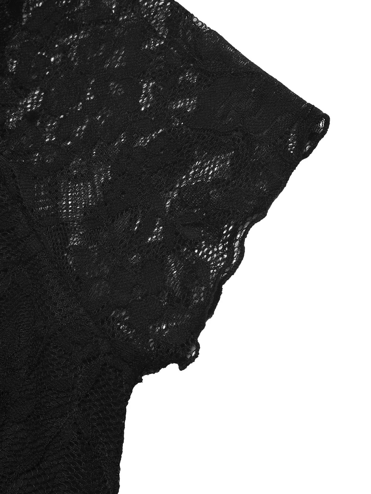 Black lace slim fit top with bow detail front view