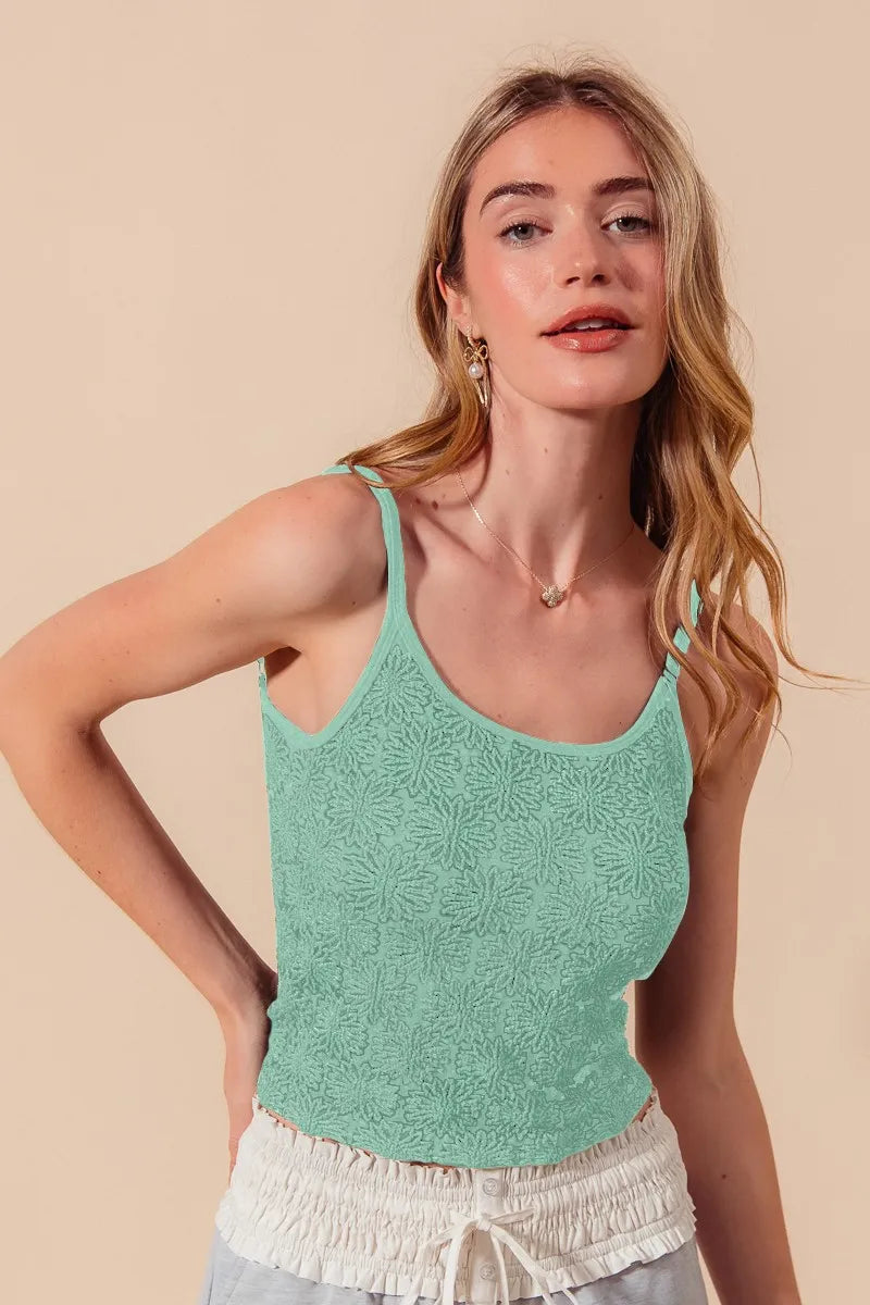 SO ME Two Tone Floral Seamless Tank Top 2TONE JADE - Fashorio